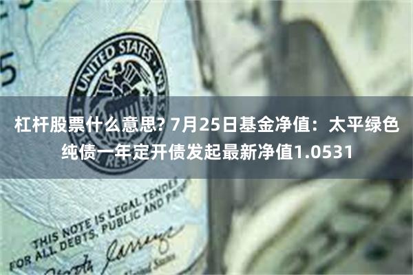 杠杆股票什么意思? 7月25日基金净值：太平绿色纯债一年定开债发起最新净值1.0531