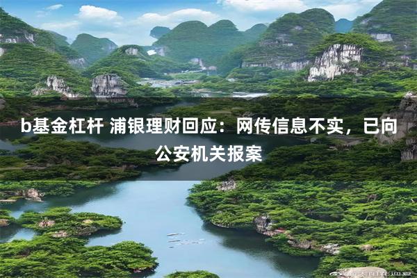 b基金杠杆 浦银理财回应：网传信息不实，已向公安机关报案