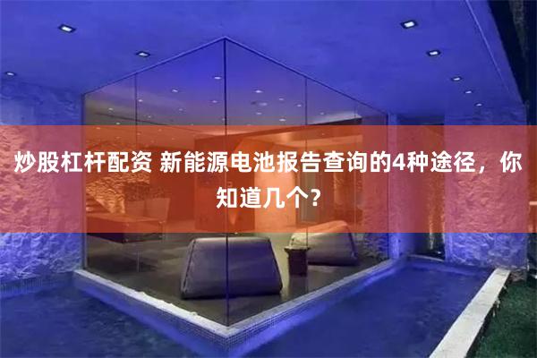 炒股杠杆配资 新能源电池报告查询的4种途径，你知道几个？