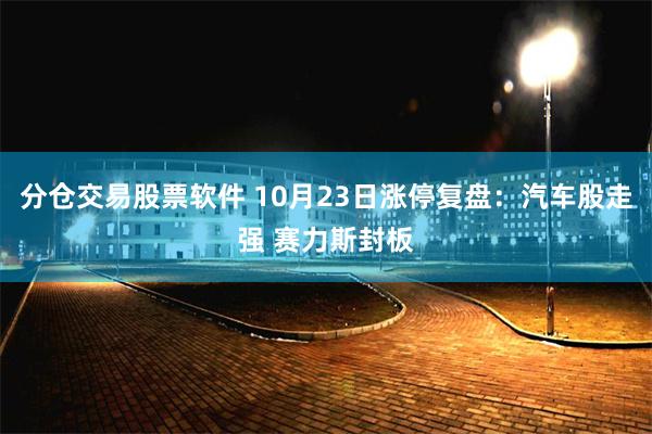 分仓交易股票软件 10月23日涨停复盘：汽车股走强 赛力斯封板