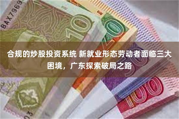 合规的炒股投资系统 新就业形态劳动者面临三大困境，广东探索破局之路